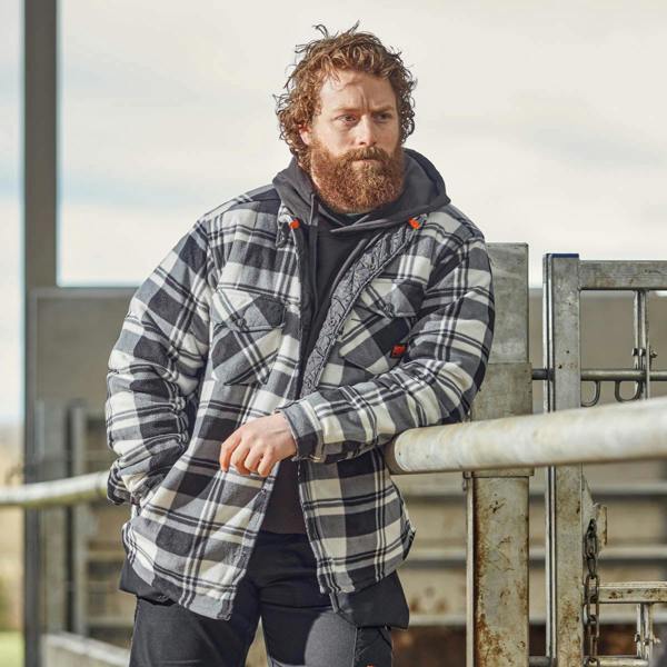 Scruffs Worker Padded Check Shirt Black/White