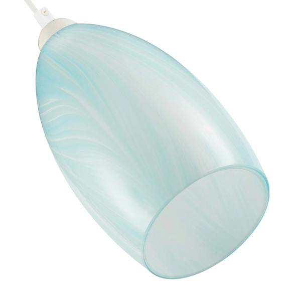 Modern Sky Blue Marble Stripe Effect Glass Cylindrical Pendant Shade Image 4