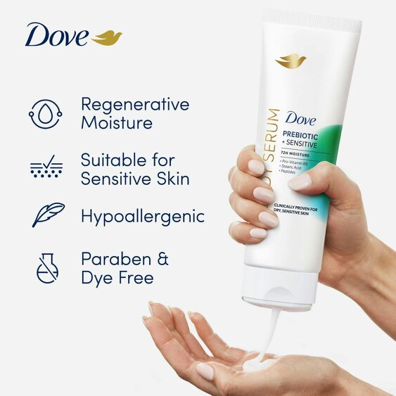 Dove Prebiotic Sensitive Body Serum 6 Pack, Pro Vitamin B5 & Peptides, 6x200ml