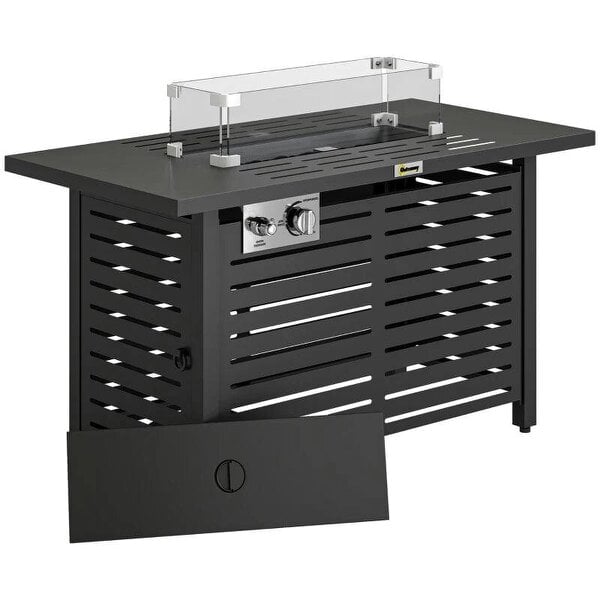 Bobobiy Propane Gas Fire Pit Table, Outdoor Firepit with 43" Steel Tabletop and Lid, 000 BTU Pulse Ignition Fire Table with Stainless Steel Burner