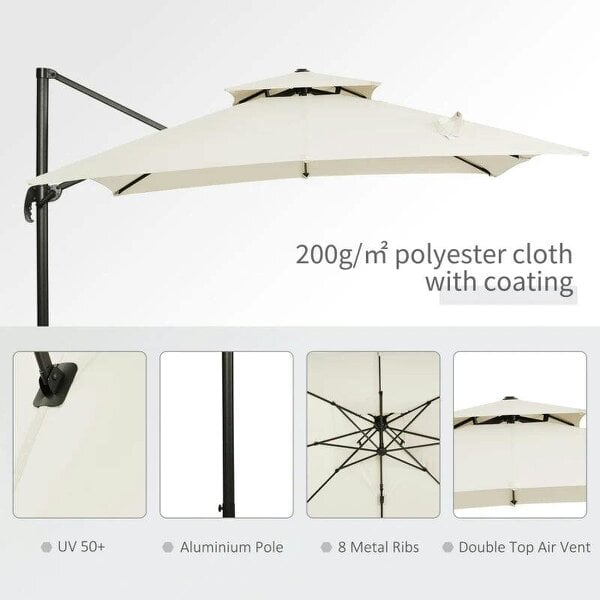 Bobobiy Steel Frame Outdoor Roma Cantilever Umbrella