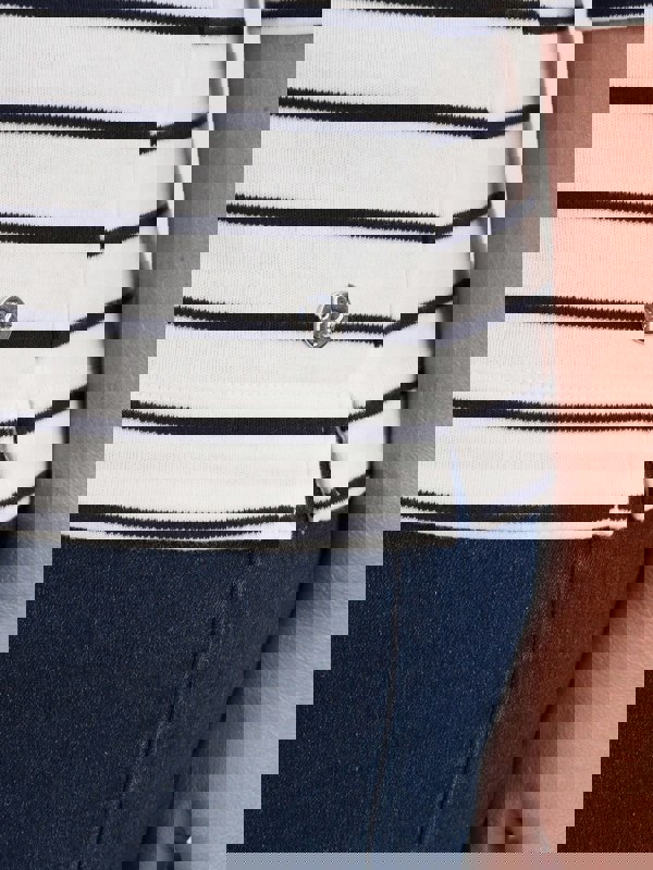 PennyPlain Stripe Square Neck Top- Ivory/french Navy