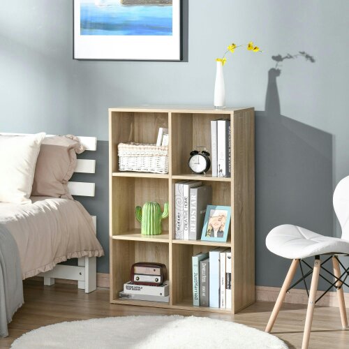 Wyld Haus Nafino Ledi Wood Oak Effect 6 Cube Storage Bookcase