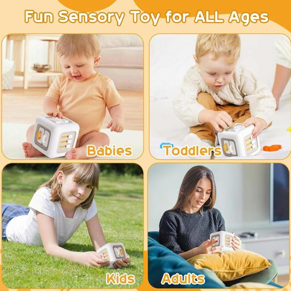 Dyzi Montessori Sensory Cube Engaging Toy for Baby & Toddler Motor Skill Development