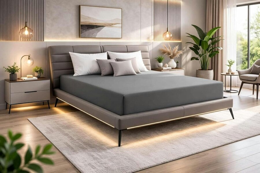 Night Zone Microfibre Fitted Sheet 25cm Deep – Soft Easy Care Bed Sheet - Grey