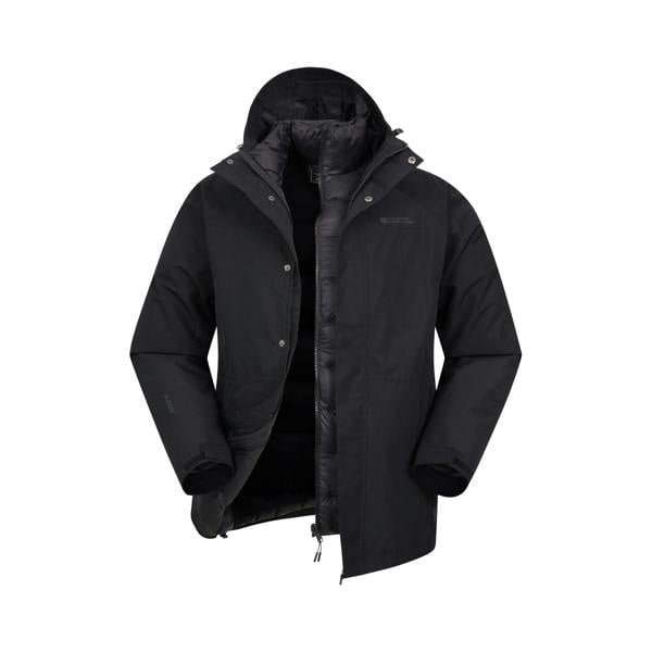 Mountain Warehouse Mens Alaskan 3 In 1 Waterproof Jacket - Black - 