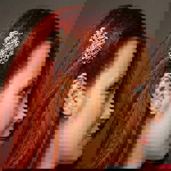 rose gold hair clip claw worn with hair down