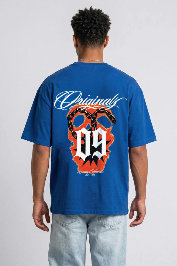 London Attitude Originals 09 Oversized Heavyweight Printed T-Shirt - Deep Royal Blue