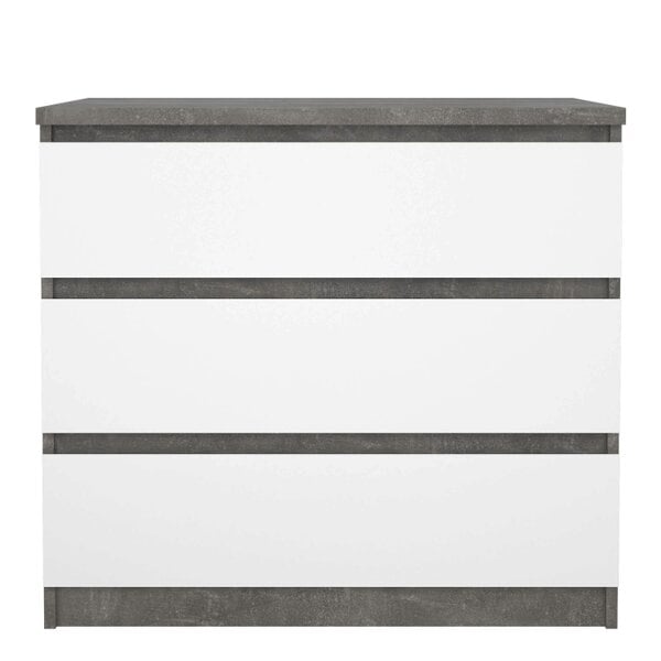 Wyld Haus Budapest Concrete Effect and White Wooden Chest 3 Drawers