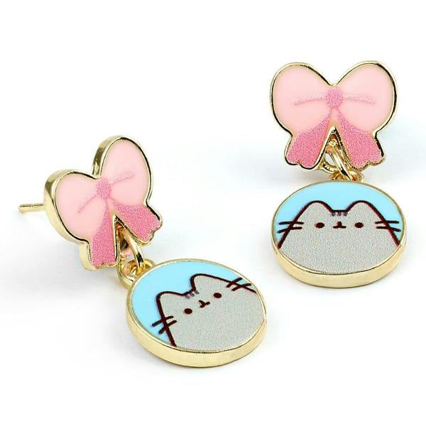 The Carat Shop Pusheen the Cat Pink Bows Drop Earrings