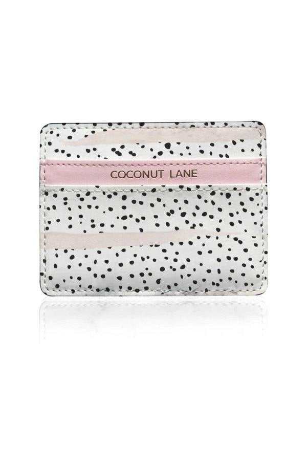 Coconut Lane Leather Card Holder - Black/white