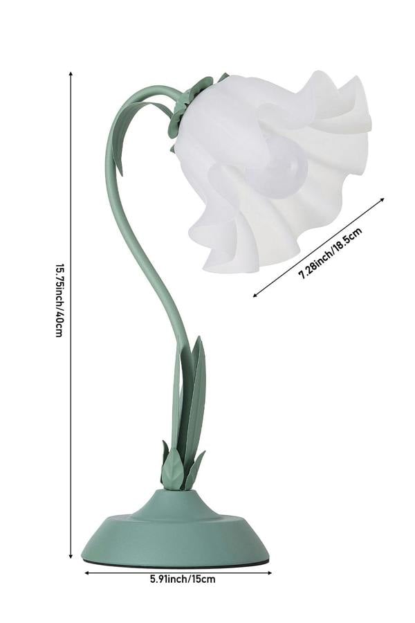 Living and Home Artistic Flower Table Lamp in Green