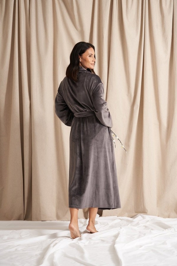 Velour Longline Robe in RavenLoungewear