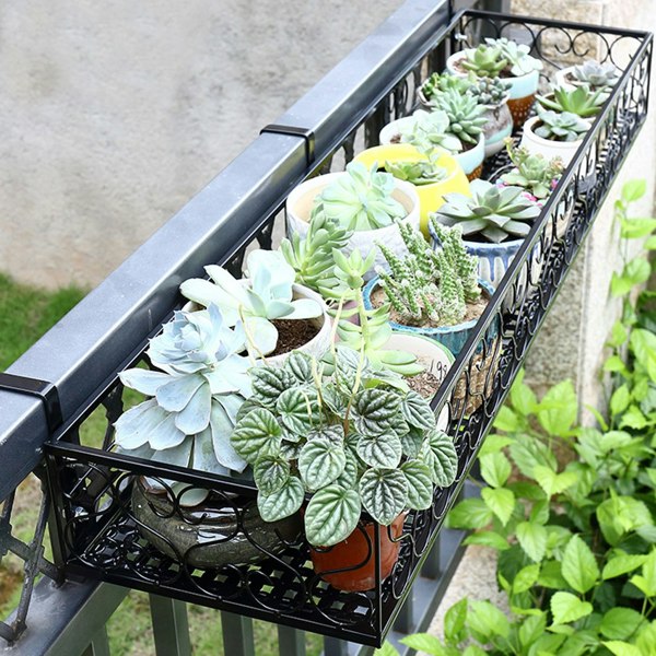 Living and Home 60CM Hanging Railing Planter Flower Pot Holder with 2 Hooks
