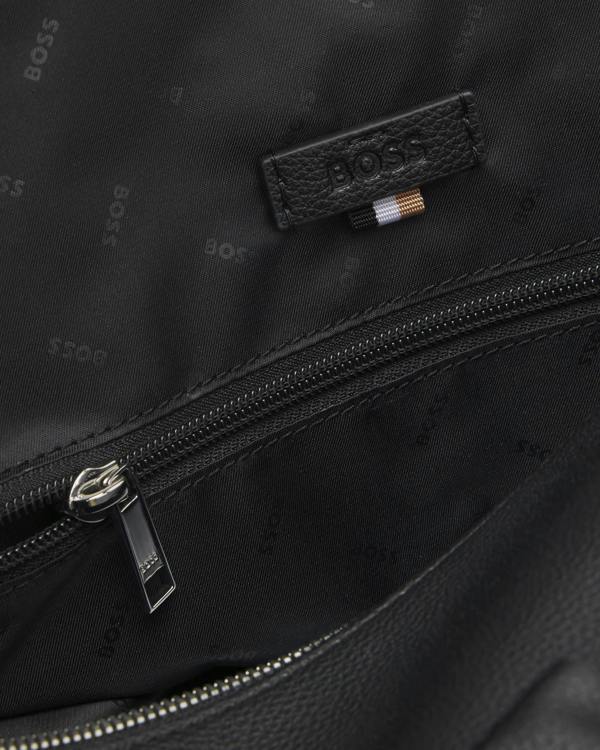 BOSS Orange Ray Mens Grainy Faux-Leather Holdall with Detachable Strap - Black 001 | CHO | Designer Mens Holdalls