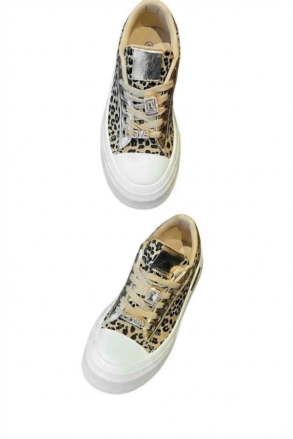 Angelah Lace Up Love Platform Trainers - Leopard_wb