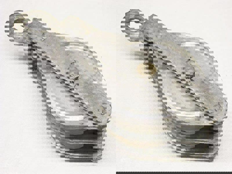 3 Ton 150MM Nylon Double Sheave Galvanised Block With Eye - 20MM Fibre Rope Safety Lifting