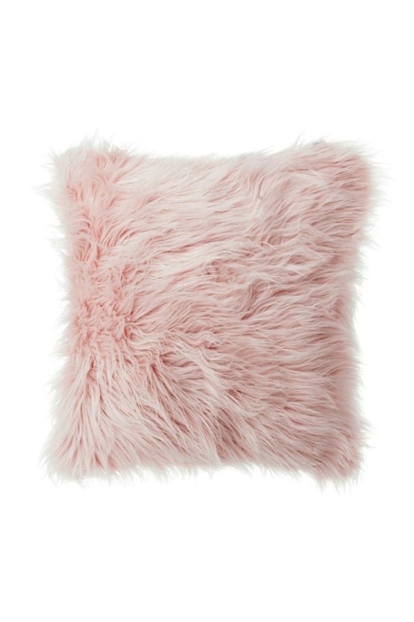 Living and Home Fluffy Faux Wool Pink Cushion Cover
