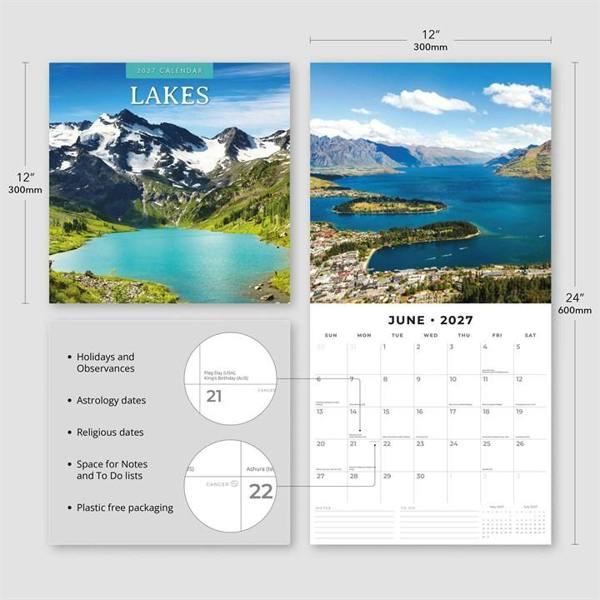 Lakes Calendar 2027, Wall Calendars, Month To View, Natural World, Gift