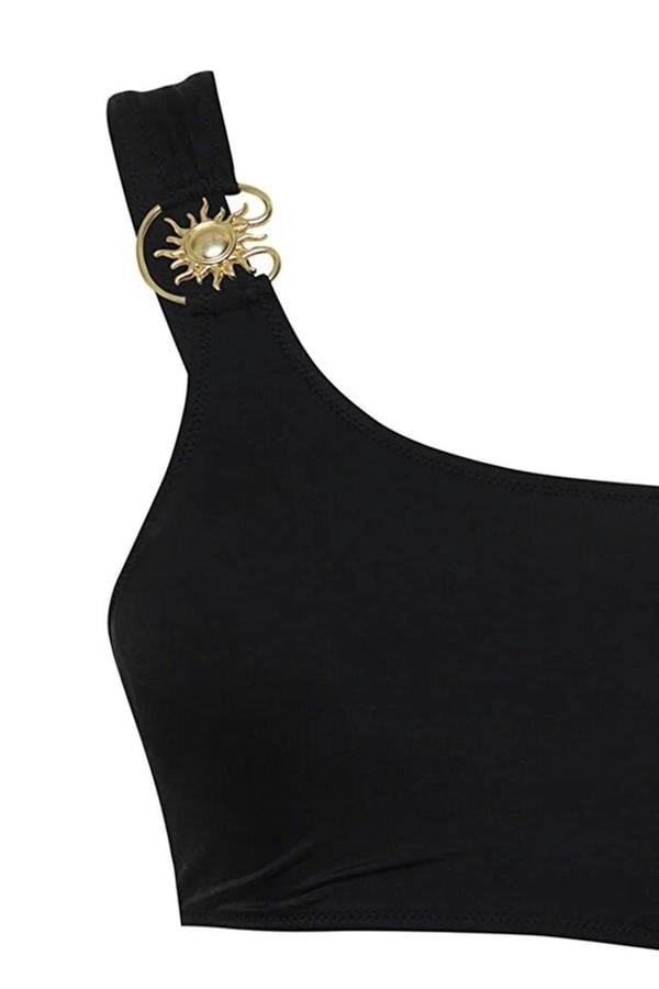 WOVCOR One-Shoulder Premium Cut-Out Detail Regular Swimsuit with Sun Accessory
