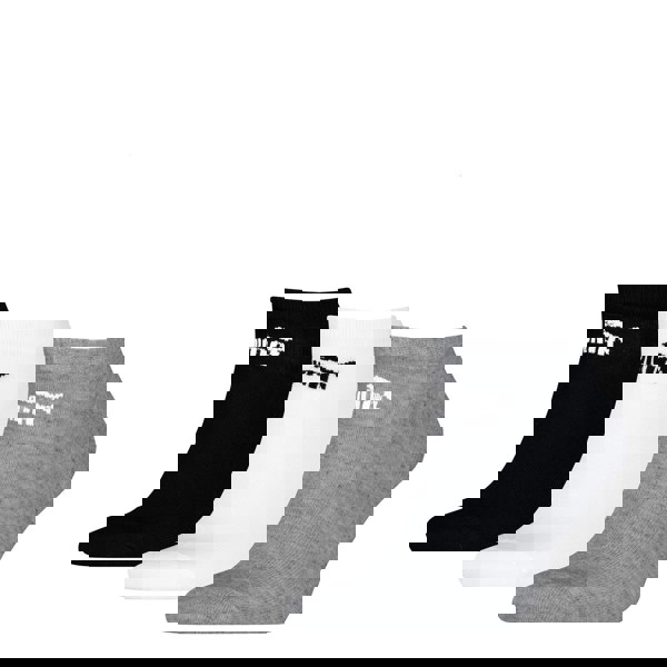 Puma Unisex Adult Logo Trainer Socks (Pack of 3) - Black/White/Grey