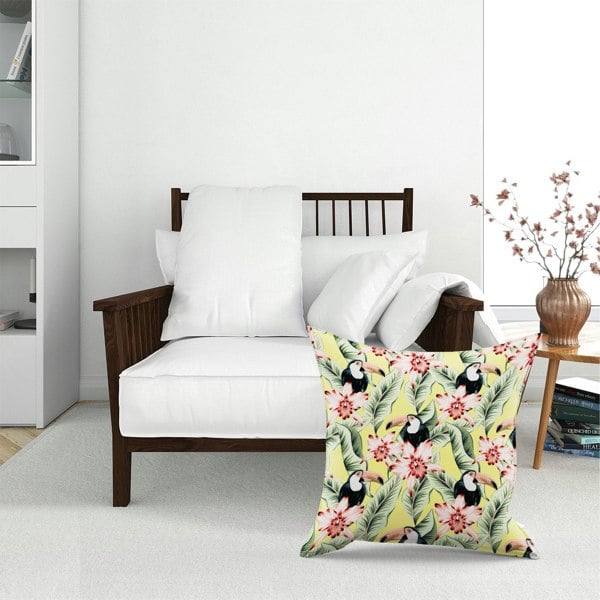 Warren Reed Toucans, Orchids And Palm Leaves Floor Cushion