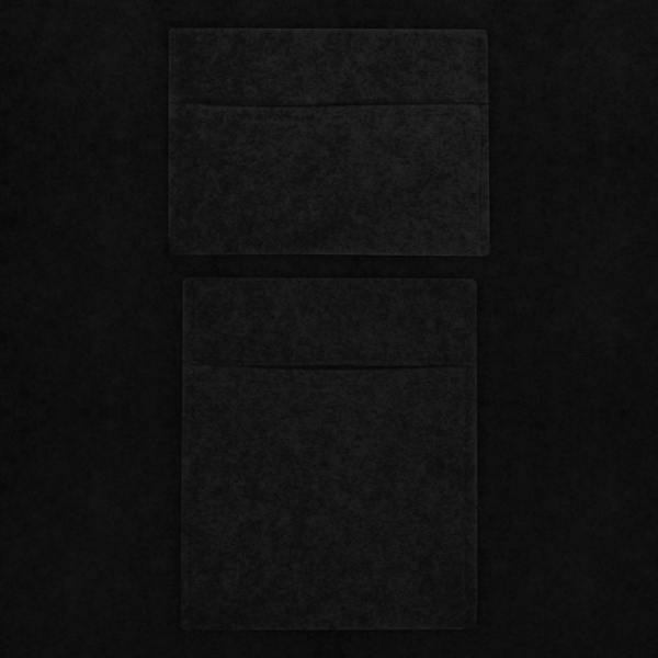 Two black storage pouches with a soft texture, featuring a sleek design and smooth finish, ideal for organizing essentials