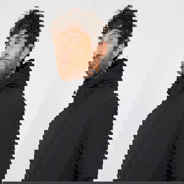 Brave Soul Black Quilted Soft Shell Hooded Parka Jacket - Black Image 4