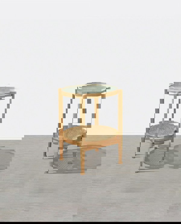 Cement Round Side Table, Glass-Weilai Concept