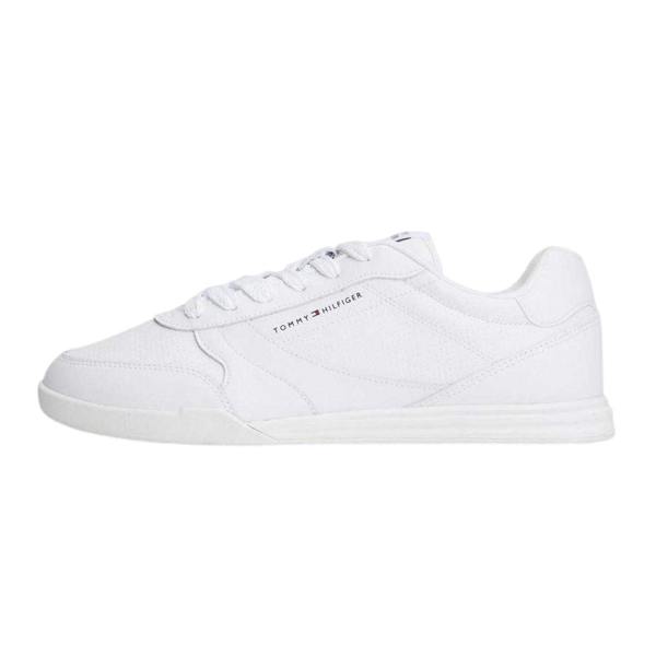 Tommy Hilfiger Mens Lopro Leather Trainers - White - 