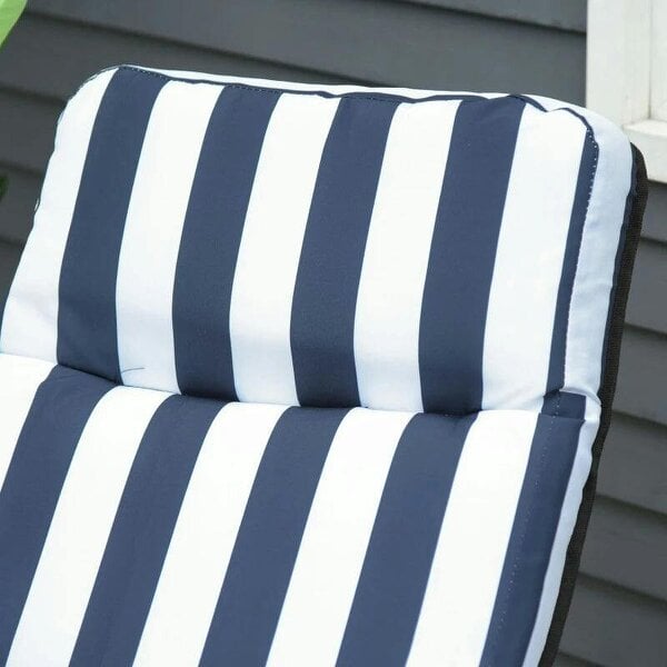 Bobobiy 2Pc Folding Sun Loungers Set-Blue/White