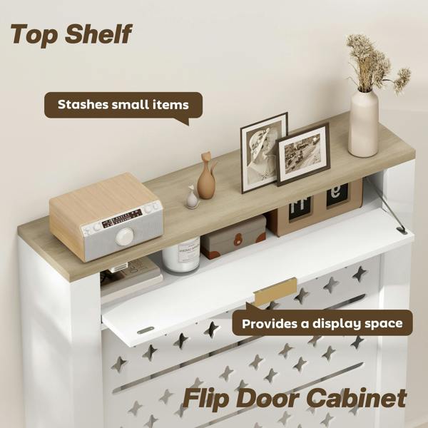 HOMCOM Heater Cover with Flip Drawer and Top Shelf 78 x 19 x 95.5 cm White