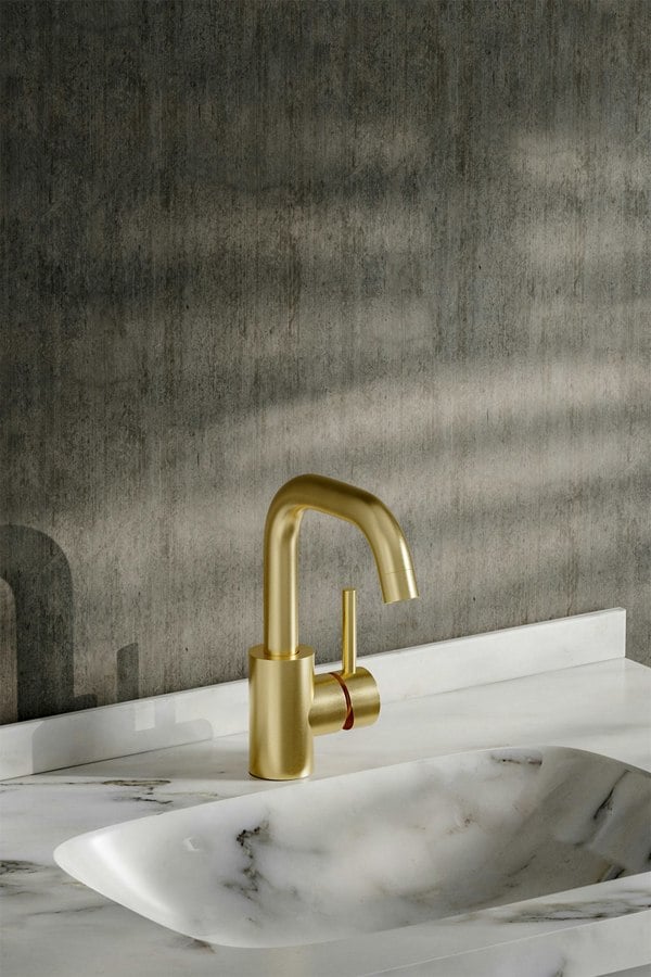 Living and Home Gold Arc Single-Handle Bathroom Faucet with Swivel Spout