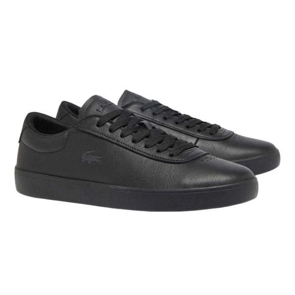 Lacoste Mens Baseshot Leather Flat Trainers - Black - 