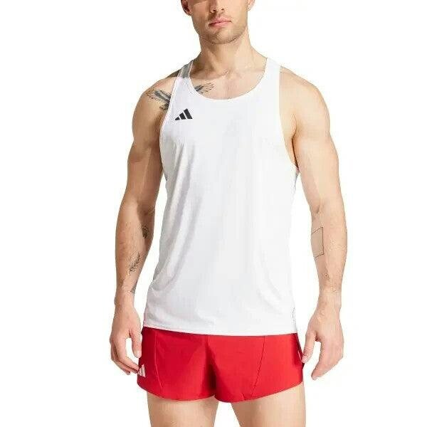 Adidas Adizero Essentials Mens Running Singlet Vest White IX2853