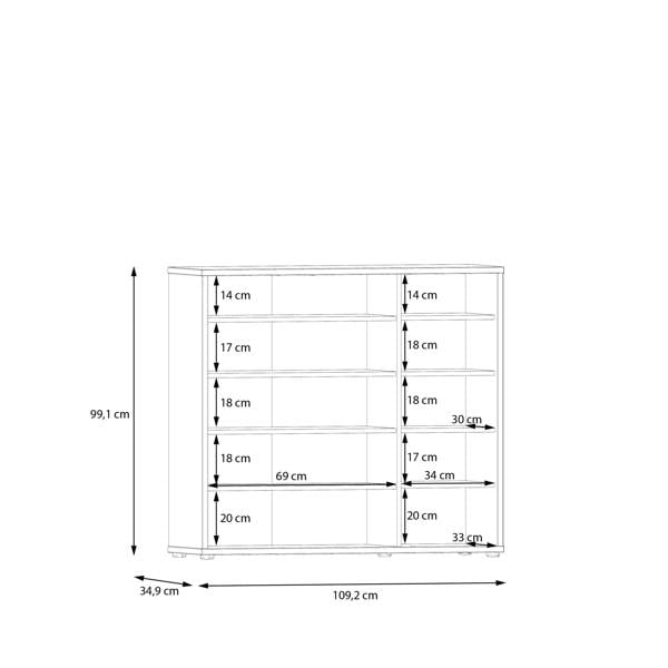 Furniture To Go Alice Springs Shoe Cabinet with 3 Doors Push-to-Open in Light Grey