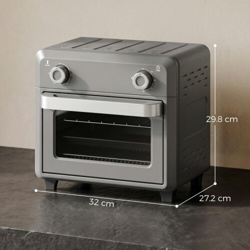 HOMCOM 10L Air Fryer Oven, Mini Oven, Adjustable Temperature,1000W, Grey