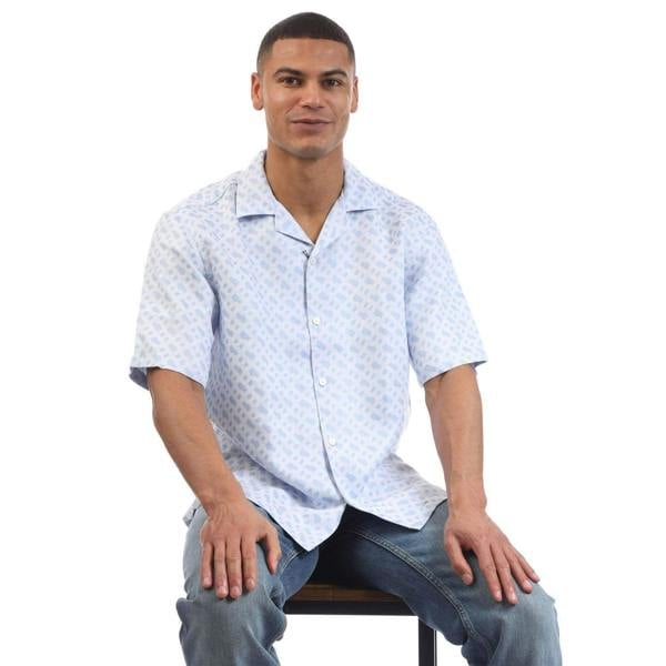 Boss Mens C-Lars-252 Lyocell Short-Sleeved Shirt - Blue - 