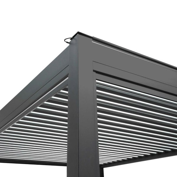 Monstershop Anthracite Aluminium Pergola With White Blinds & LED Lights - 3m x 4m
