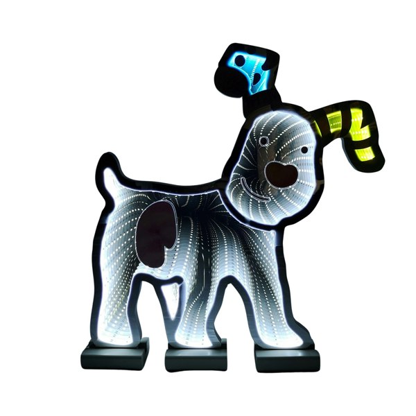 Samuel Alexander 40cm Infinity Light up Snowdog Christmas Decoration with White LEDs on Wooden Base