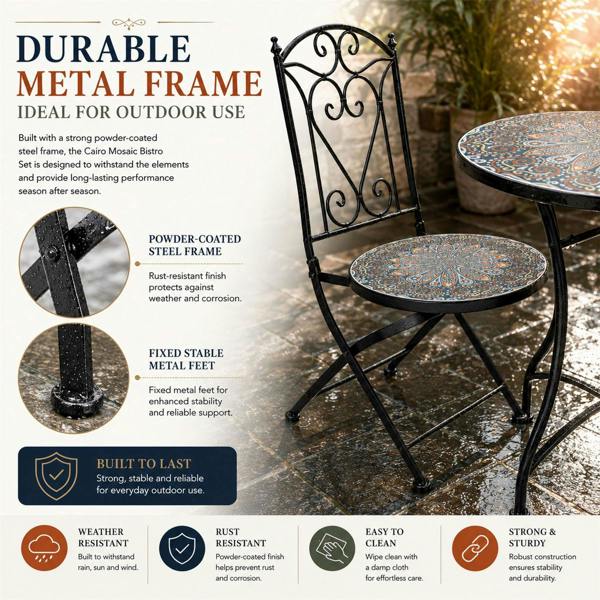 60cm Cairo Mosaic Bistro Set image 4