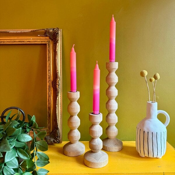 Love Frankie Natural Wooden Candle Holders - 3 Sizes Available