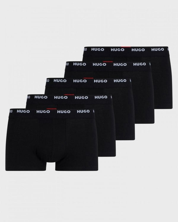 HUGO HUGO 5-Pack Mens Stretch-Cotton Trunks with Logo Waistbands NOS