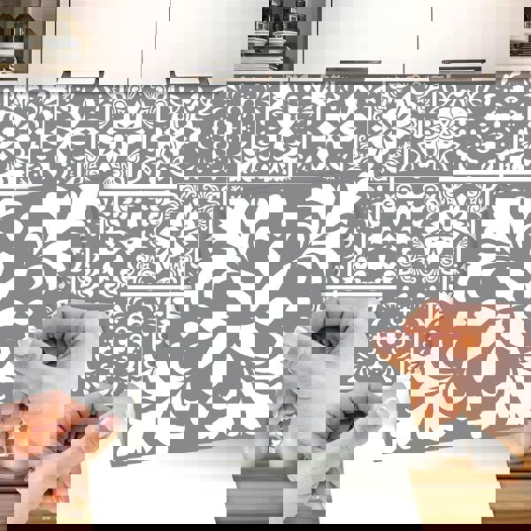 WT1557 - Banc's Dark Grey Cement Spanish Wall Tile Sticker Set - 15 cm x 15 cm - 24 pcs