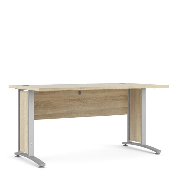 Furniture To Go Prima Desk 150 cm in Oak with Silver grey steel legs