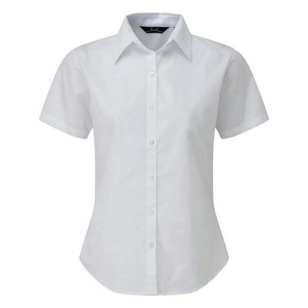 Premier Short Sleeve Poplin Blouse / Plain Work Shirt - White