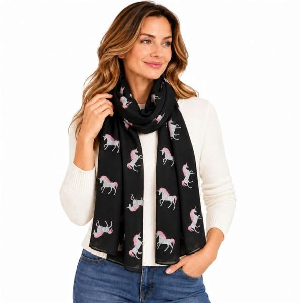 Love EMVY Unicorn Print Lightweight Scarf