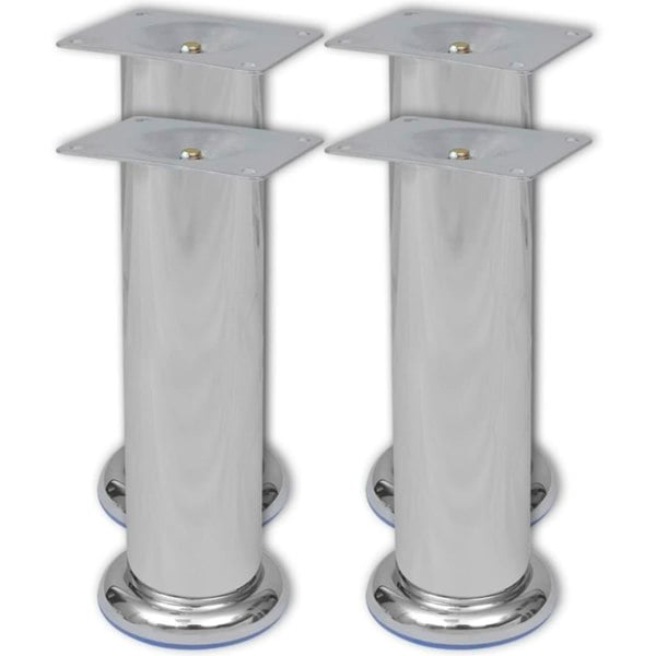 Berkfield 4 Round Sofa Legs Chrome 180 mm