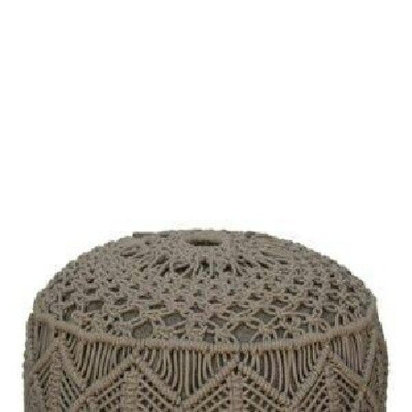 Wyld Haus Como Boho Cotton Crotchet Grey Footstool