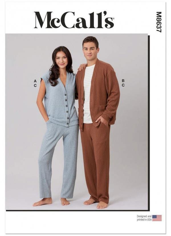 McCalls 8637 Paper Sewing Pattern – Men's & Women's Trousers, Waistcoat & Cardigan, Size XS-XXL, Intermediate